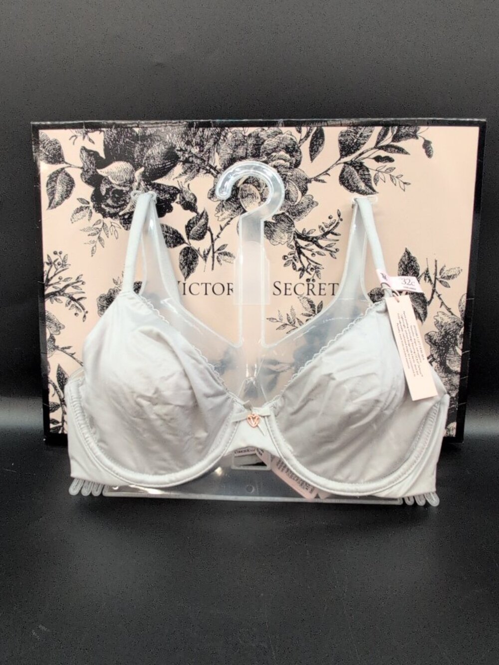 Victoria Secret Dream Angel Unlined Lace Balconette Bra 32C Silver Pearl